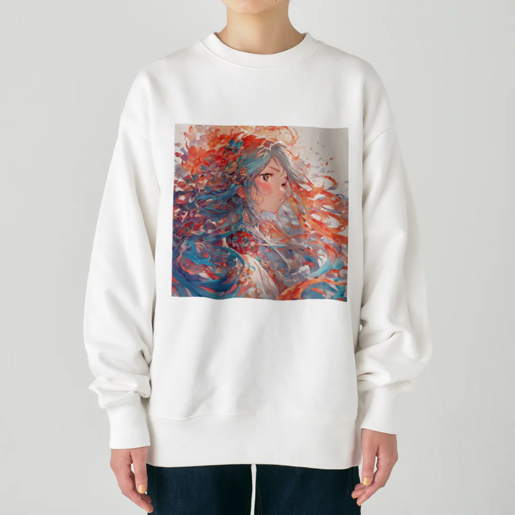 デジタルアート【gâteauchocolat】の幻想の少女 Heavyweight Crew Neck Sweatshirt