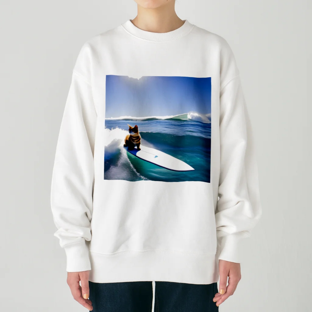 たかみーショップのサーフィンネコリアル Heavyweight Crew Neck Sweatshirt