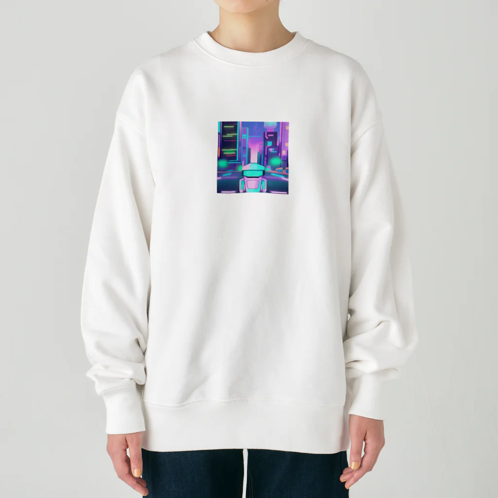 ネオ｜爆速AIクリエイターのお店のメカかわいいAIイラストのグッズ Heavyweight Crew Neck Sweatshirt