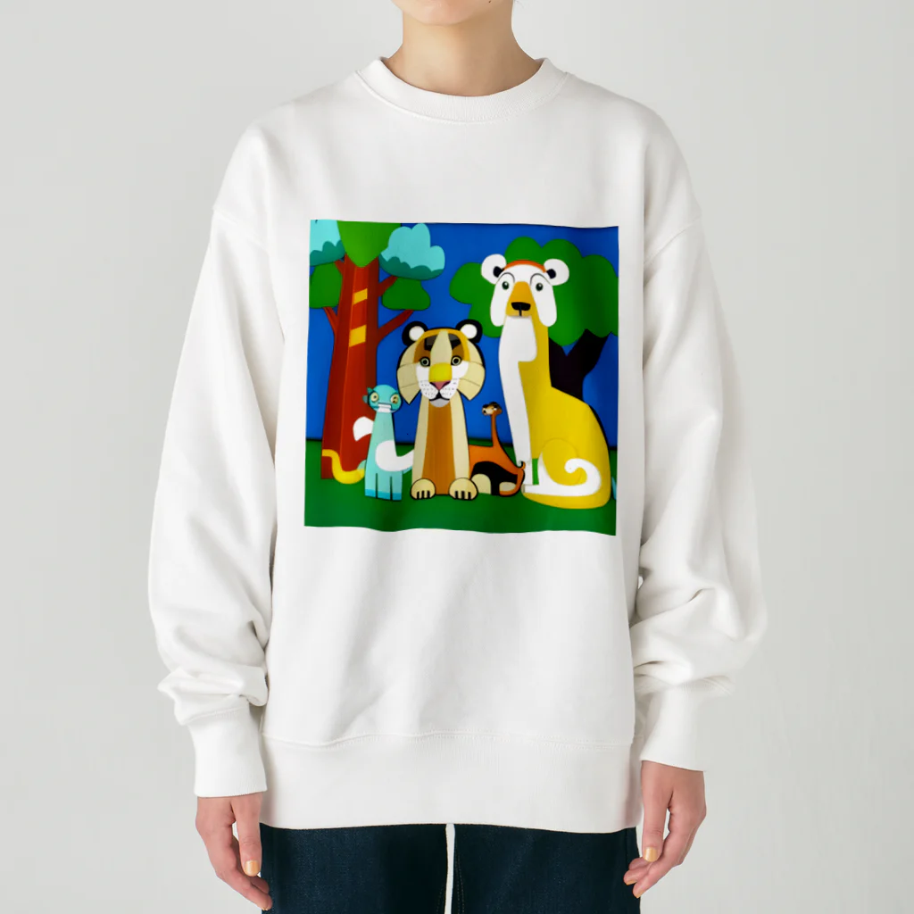 にゃんこショップのレインボーアニマル Heavyweight Crew Neck Sweatshirt