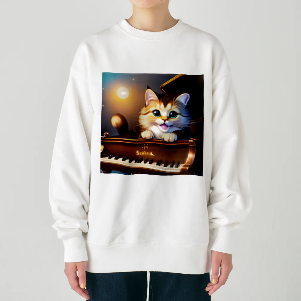 kitten pianistの子猫ピアニスト-1 Heavyweight Crew Neck Sweatshirt