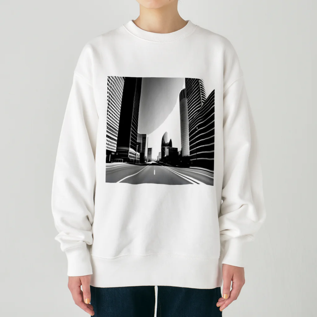 animaltennensuiの都市の鼓動：白黒で描くアーバンスケープ Heavyweight Crew Neck Sweatshirt