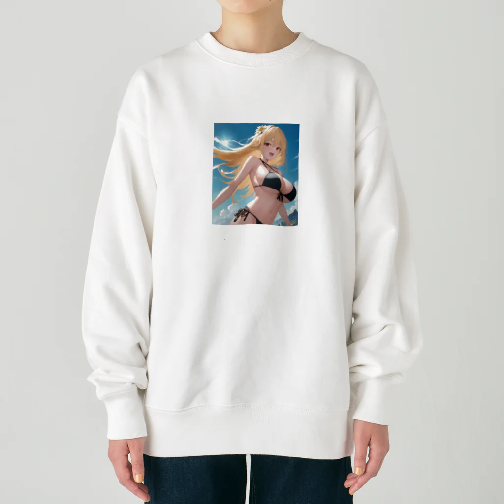 YuzuKiの金髪黒ビキニちゃん Heavyweight Crew Neck Sweatshirt