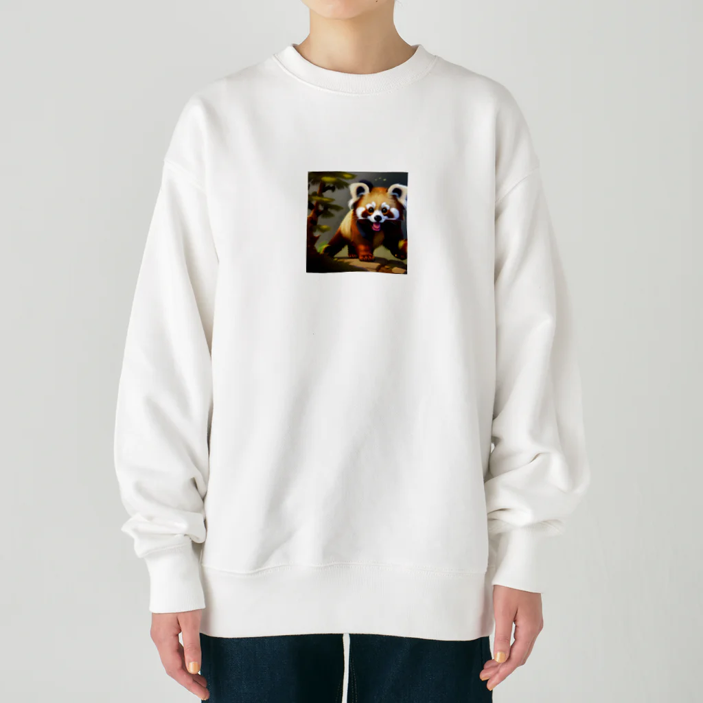 ラッキーマインあべむつきの楽しくて仕方がないレッサーパンダ Heavyweight Crew Neck Sweatshirt