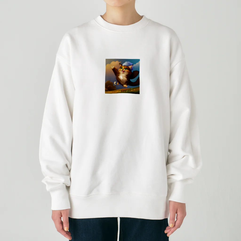 ラッキーマインあべむつきの楽しくて踊っちゃう猫 Heavyweight Crew Neck Sweatshirt