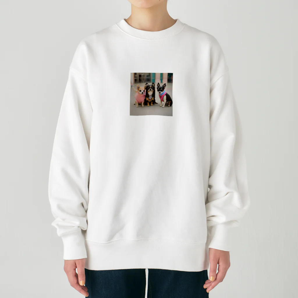 チワワ愛好家ショップのラブリーナチワワトリオの冒険 Heavyweight Crew Neck Sweatshirt