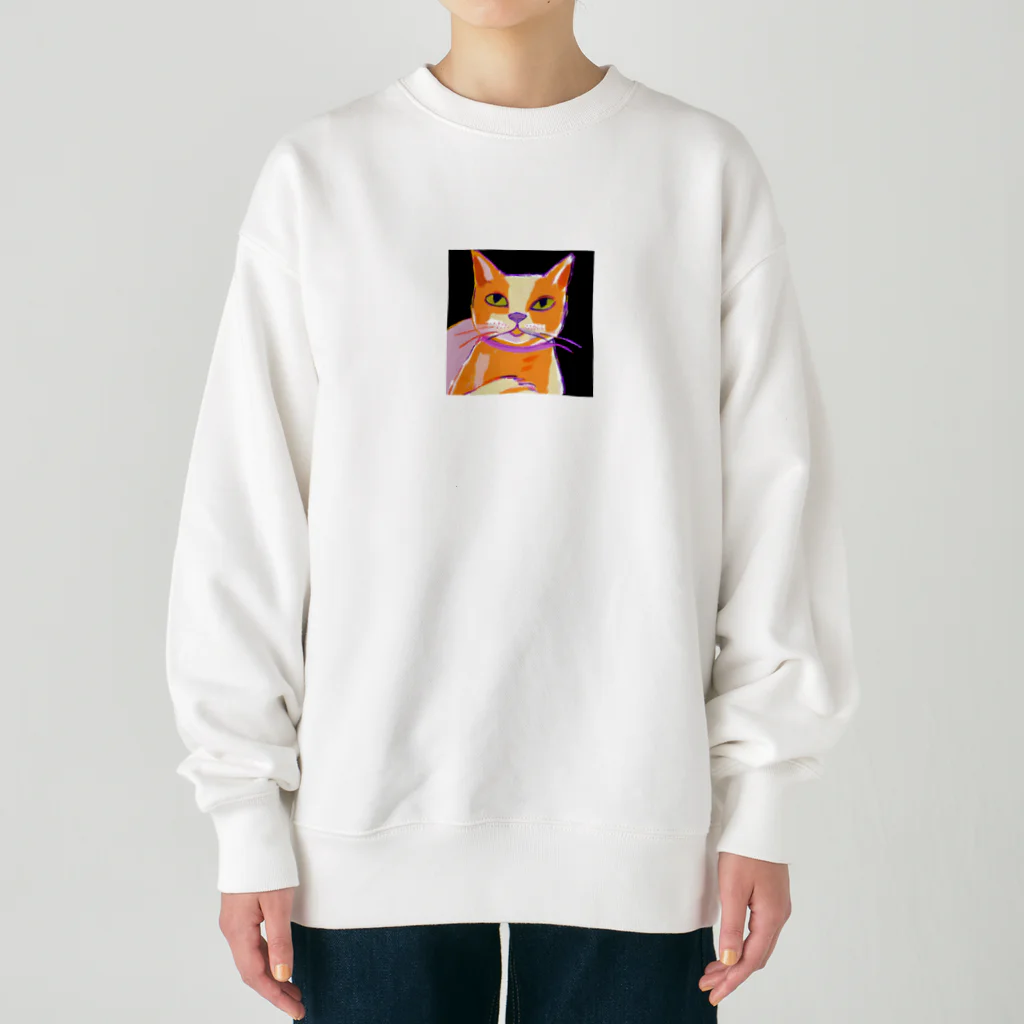 tefutefvの猫のイラストグッズ Heavyweight Crew Neck Sweatshirt