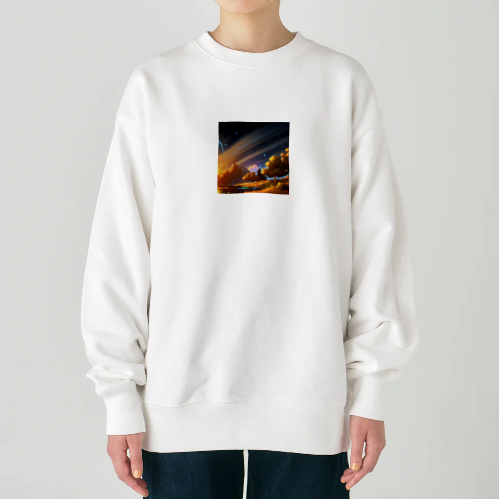 幻想のphotogrammarの幻想的な星空のイラストグッズ Heavyweight Crew Neck Sweatshirt