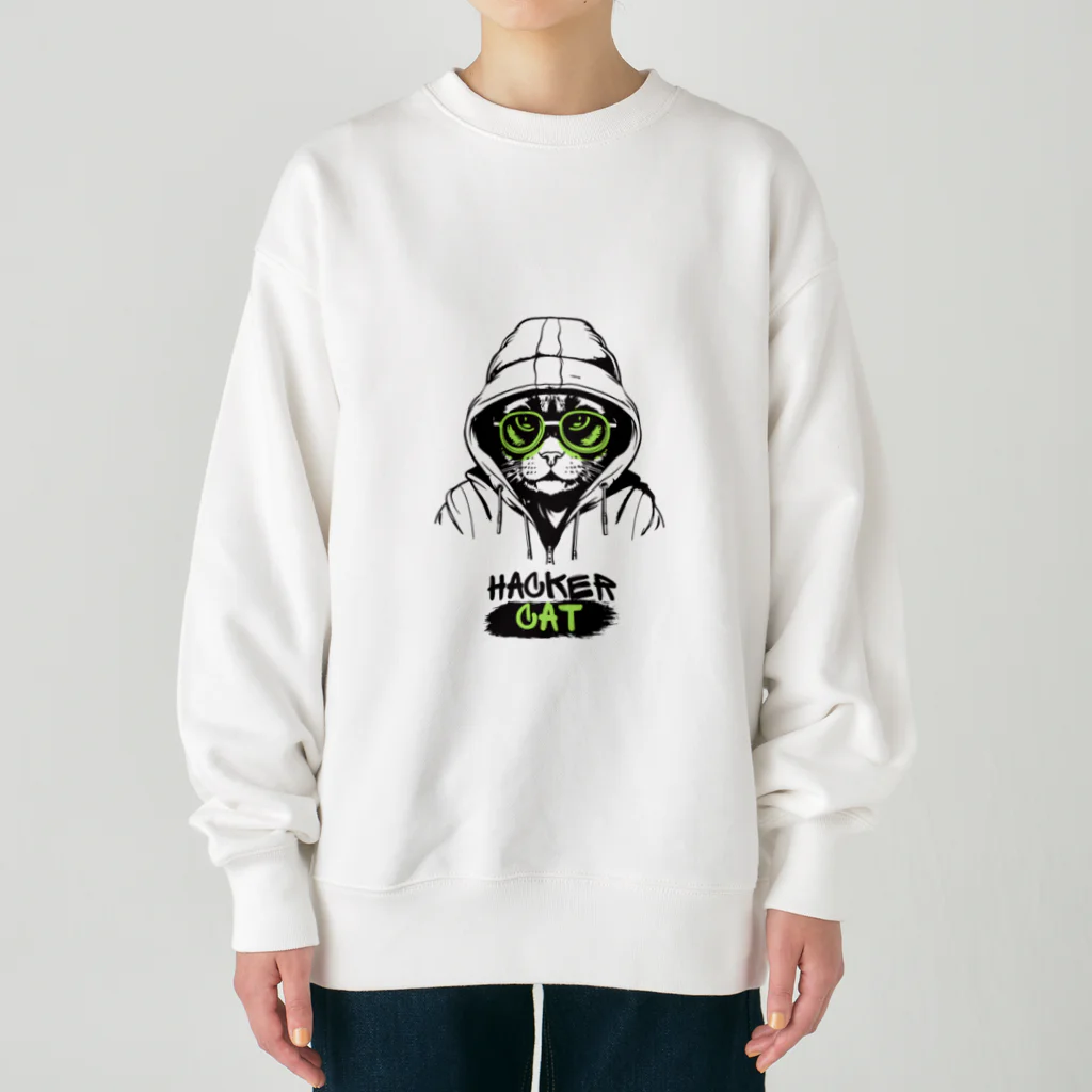 geshicoのcat ハッカー　 Heavyweight Crew Neck Sweatshirt