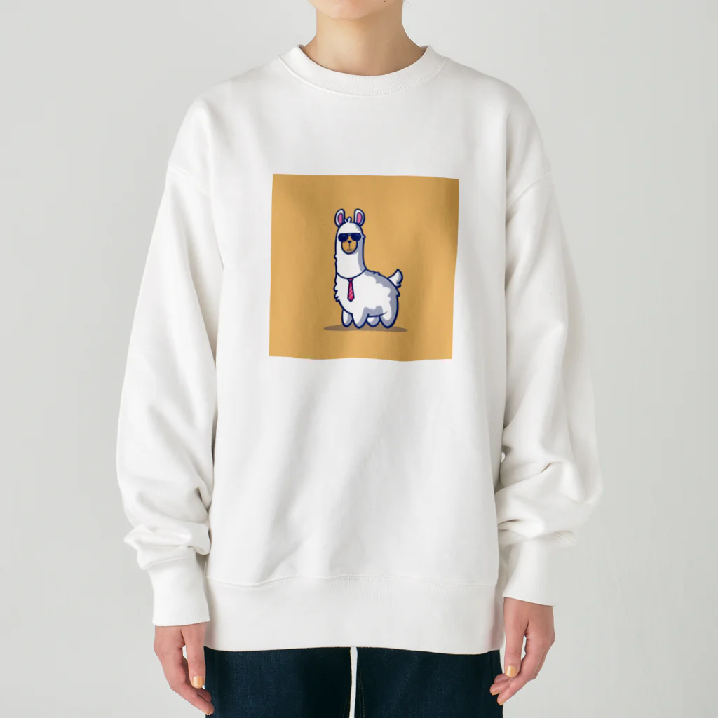 デザインショップ guccyのサングラスをかけたアルパカ Heavyweight Crew Neck Sweatshirt