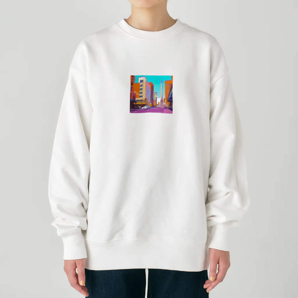 FACTORY MOWのヴィンテージアメリカの街並み Heavyweight Crew Neck Sweatshirt