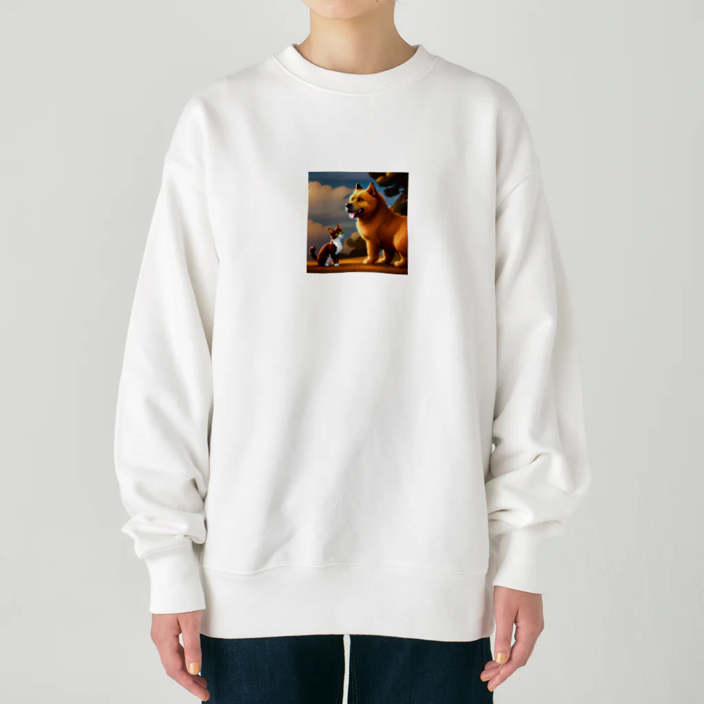 Send8の猫と犬の友情劇 Heavyweight Crew Neck Sweatshirt