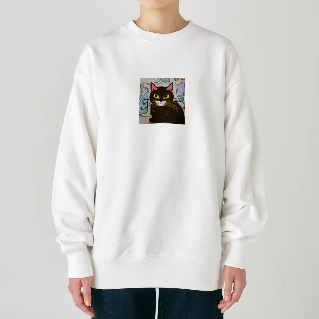  🌸 はにゃんshop 🌸の🌟 はにゃん一号店くろねこ 🌟 Heavyweight Crew Neck Sweatshirt