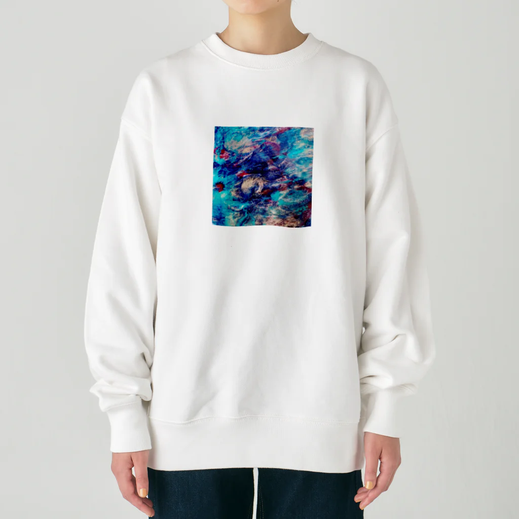 【抽象画】melty moon【フルイドアート】の宙境I Heavyweight Crew Neck Sweatshirt