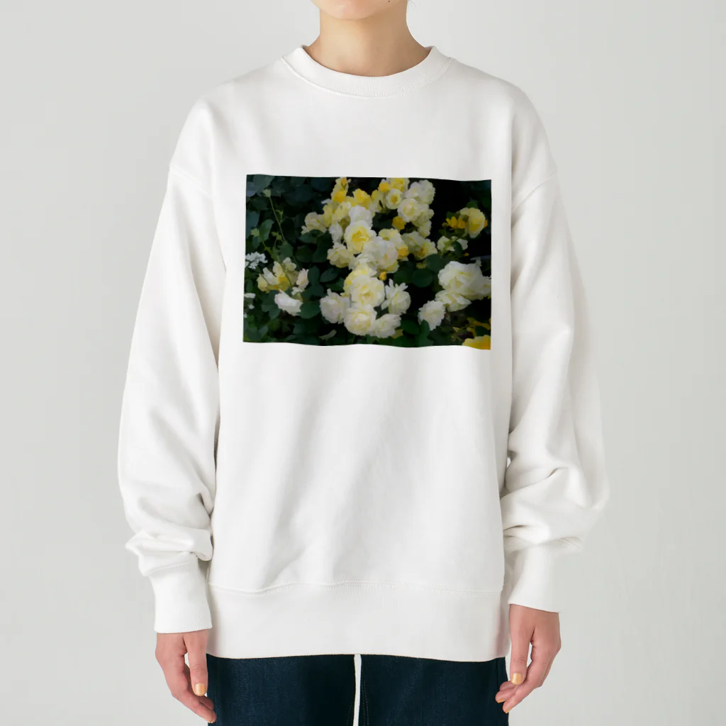 bitpiyoの黄色い薔薇の花 Heavyweight Crew Neck Sweatshirt