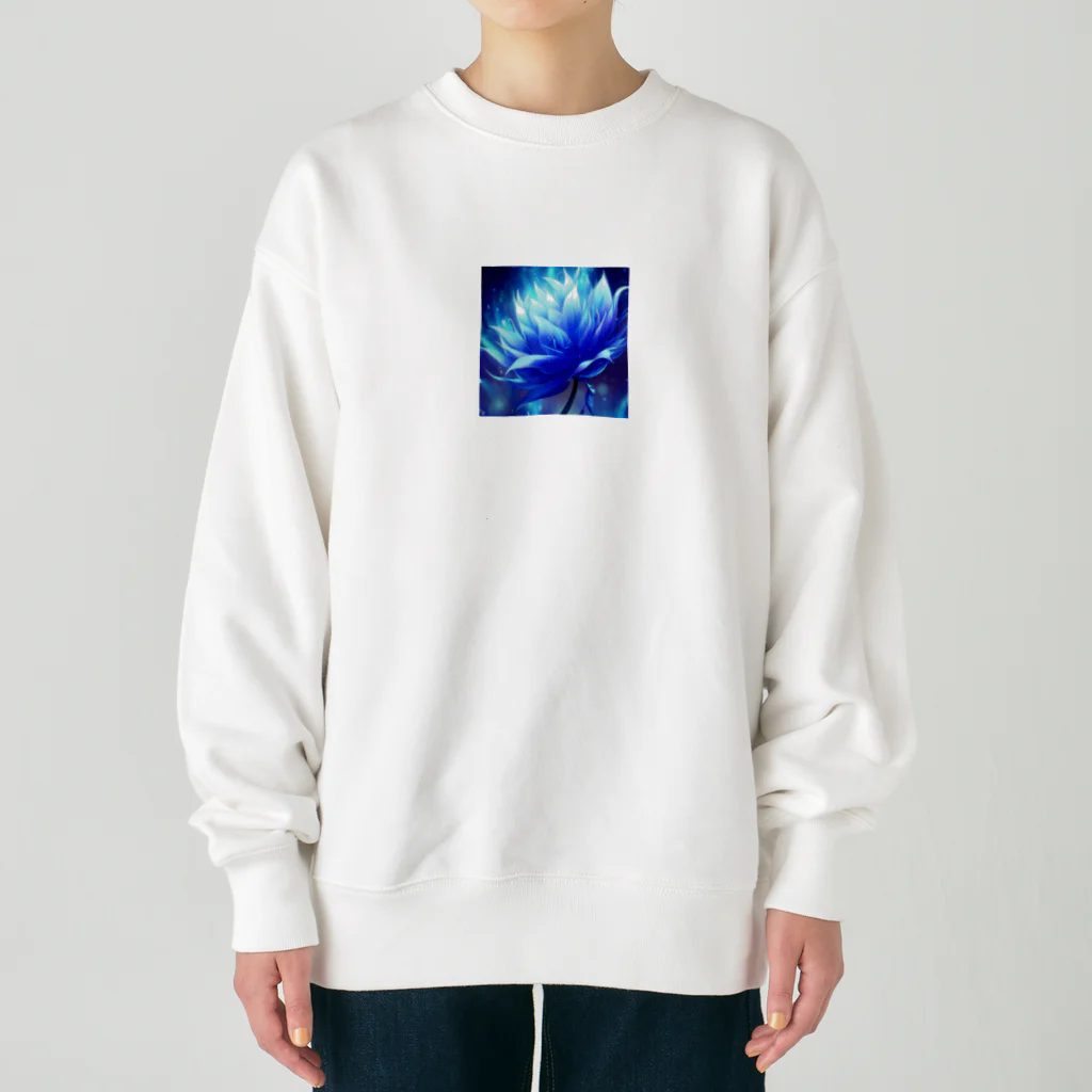 まよの幻想的なブルーフラワー Heavyweight Crew Neck Sweatshirt