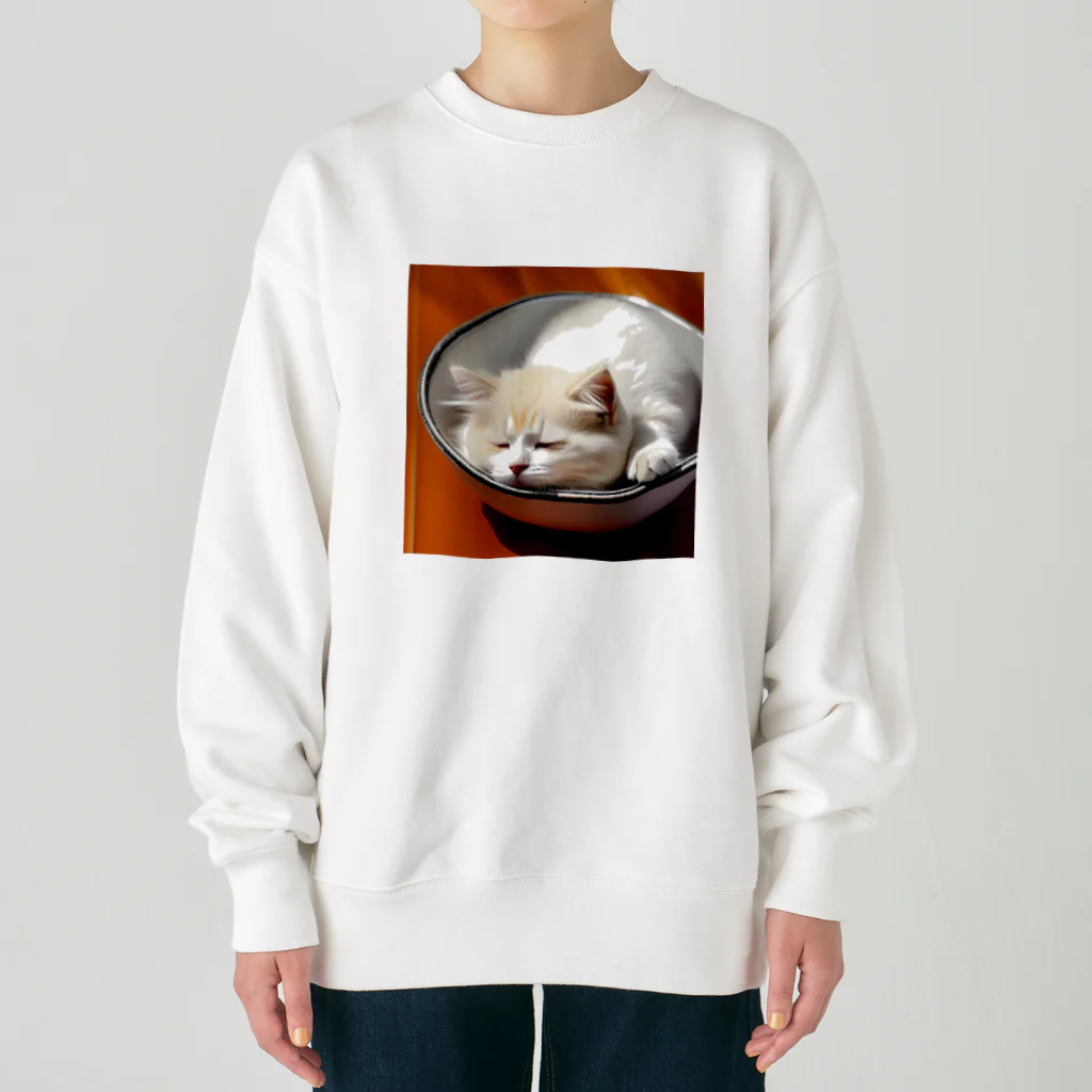 marusheのブサカワ猫のネコどんぶり Heavyweight Crew Neck Sweatshirt