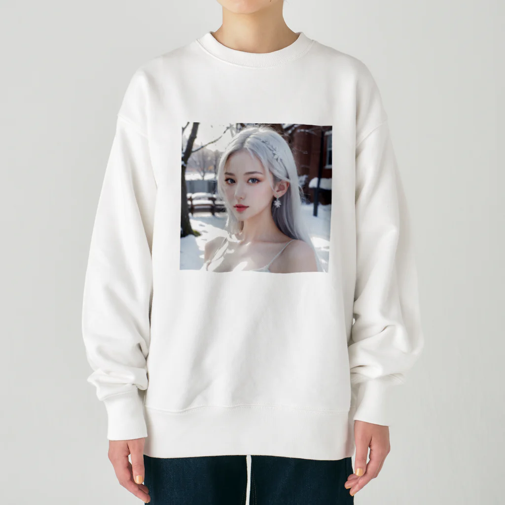 AI goddessの日本の冬・山奥に住む女性 Heavyweight Crew Neck Sweatshirt