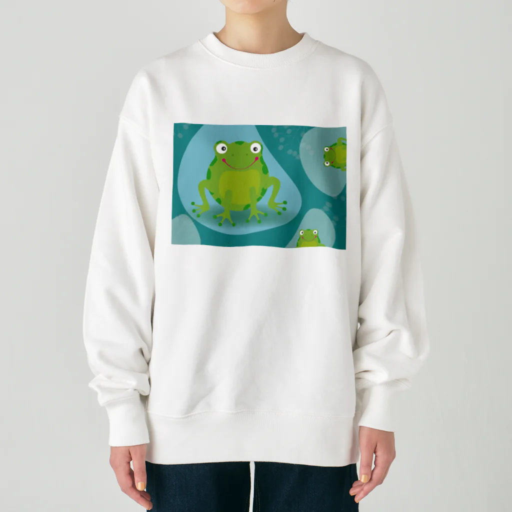 mumusのかえるのイラストグッズ Heavyweight Crew Neck Sweatshirt