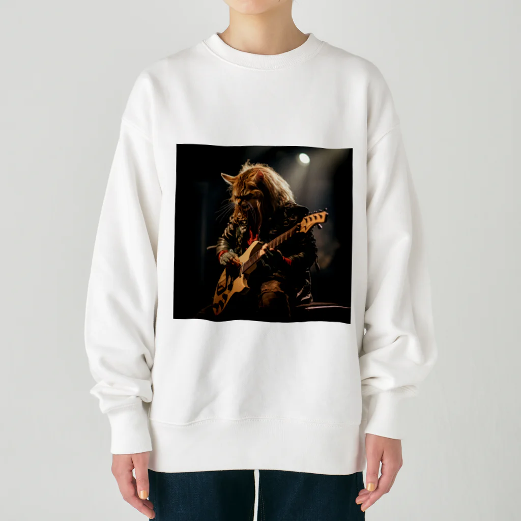 Gavi'sのRockなCat 猫ギターバージョン2 Heavyweight Crew Neck Sweatshirt