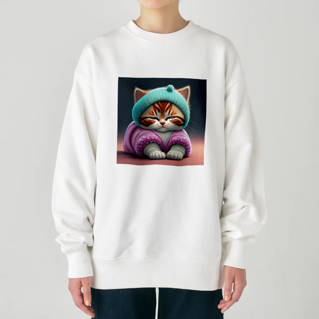 Happy Hub"（ハッピー・ハブ）のふうわか猫 Heavyweight Crew Neck Sweatshirt