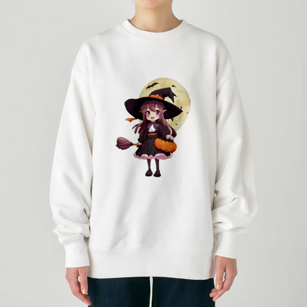 AIデザイングッズ販売　Akiba-treasure（アキバトレジャー）のハロウィン　魔女っ子　リコちゃん Heavyweight Crew Neck Sweatshirt