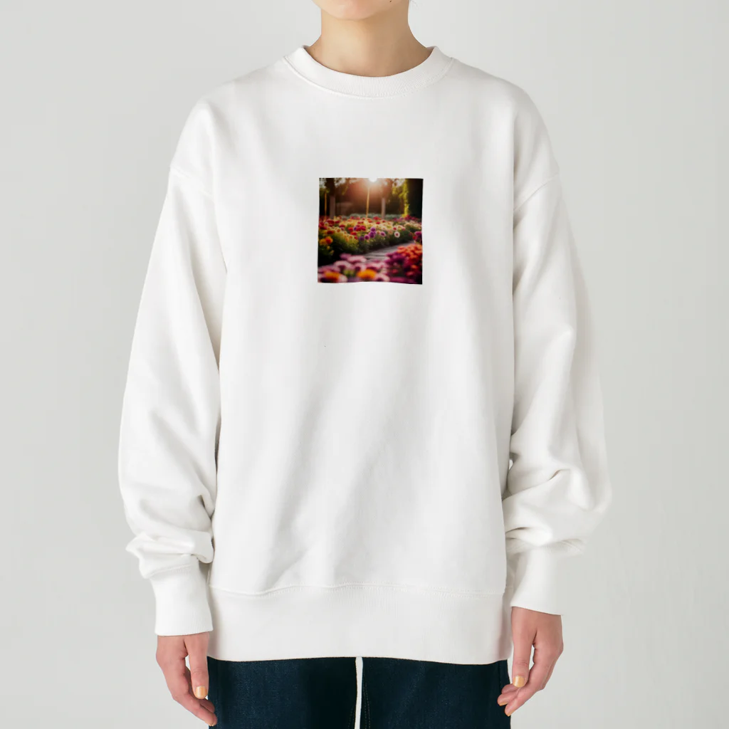 ワンダーワールド・ワンストップのフラワーガーデンのデザイン Heavyweight Crew Neck Sweatshirt