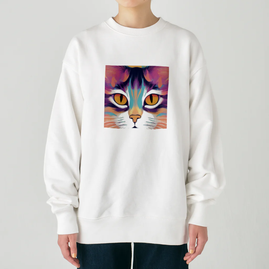 猫の憩い場のアートな猫 Heavyweight Crew Neck Sweatshirt