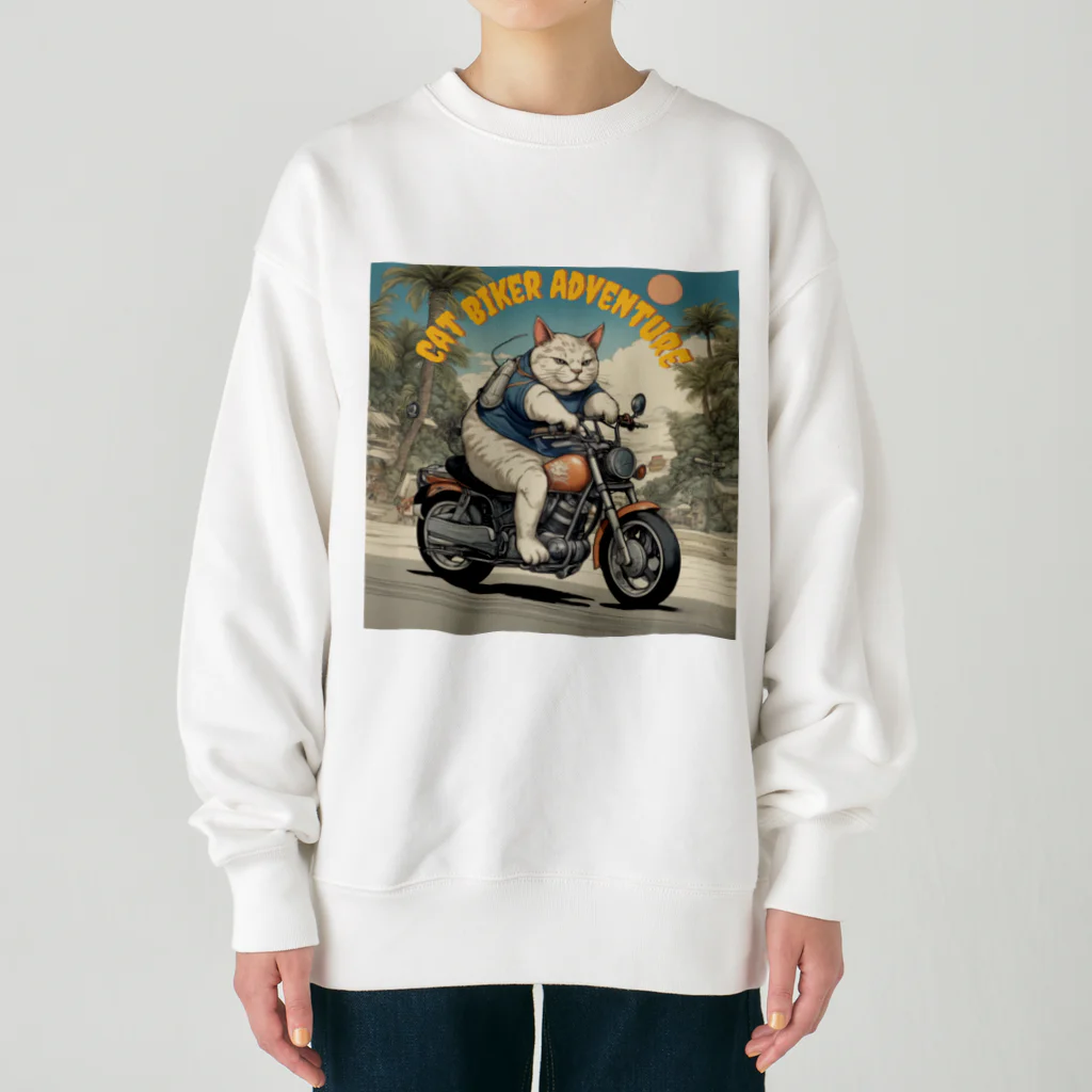 NECOSUIのキャットバイカー Heavyweight Crew Neck Sweatshirt