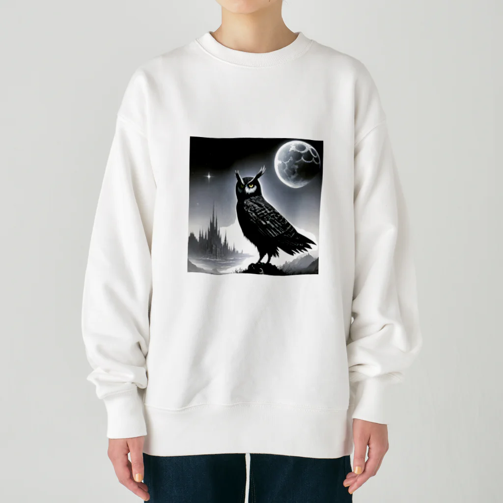 ビビりちゃんの夜の月 Heavyweight Crew Neck Sweatshirt