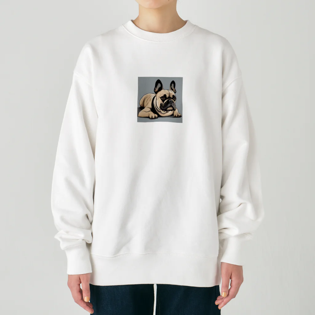 smile_happyのfrench bulldog Heavyweight Crew Neck Sweatshirt