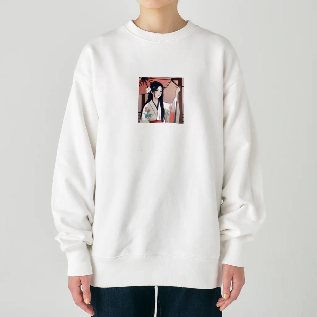 ワンダーワールド・ワンストップの浴衣を着た黑髪ロングヘアの綺麗な女性⑨ Heavyweight Crew Neck Sweatshirt