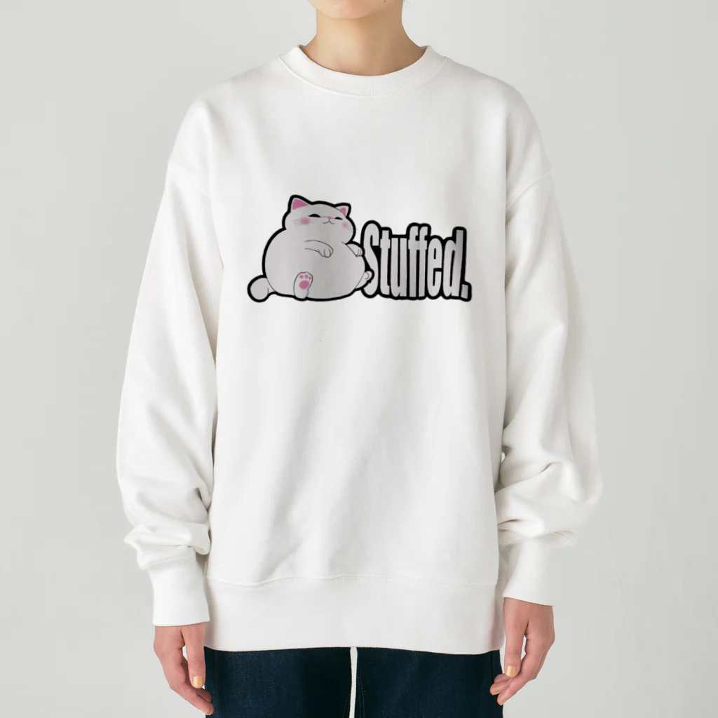 TMJ worksのぐうたら白猫。stuffed. Heavyweight Crew Neck Sweatshirt