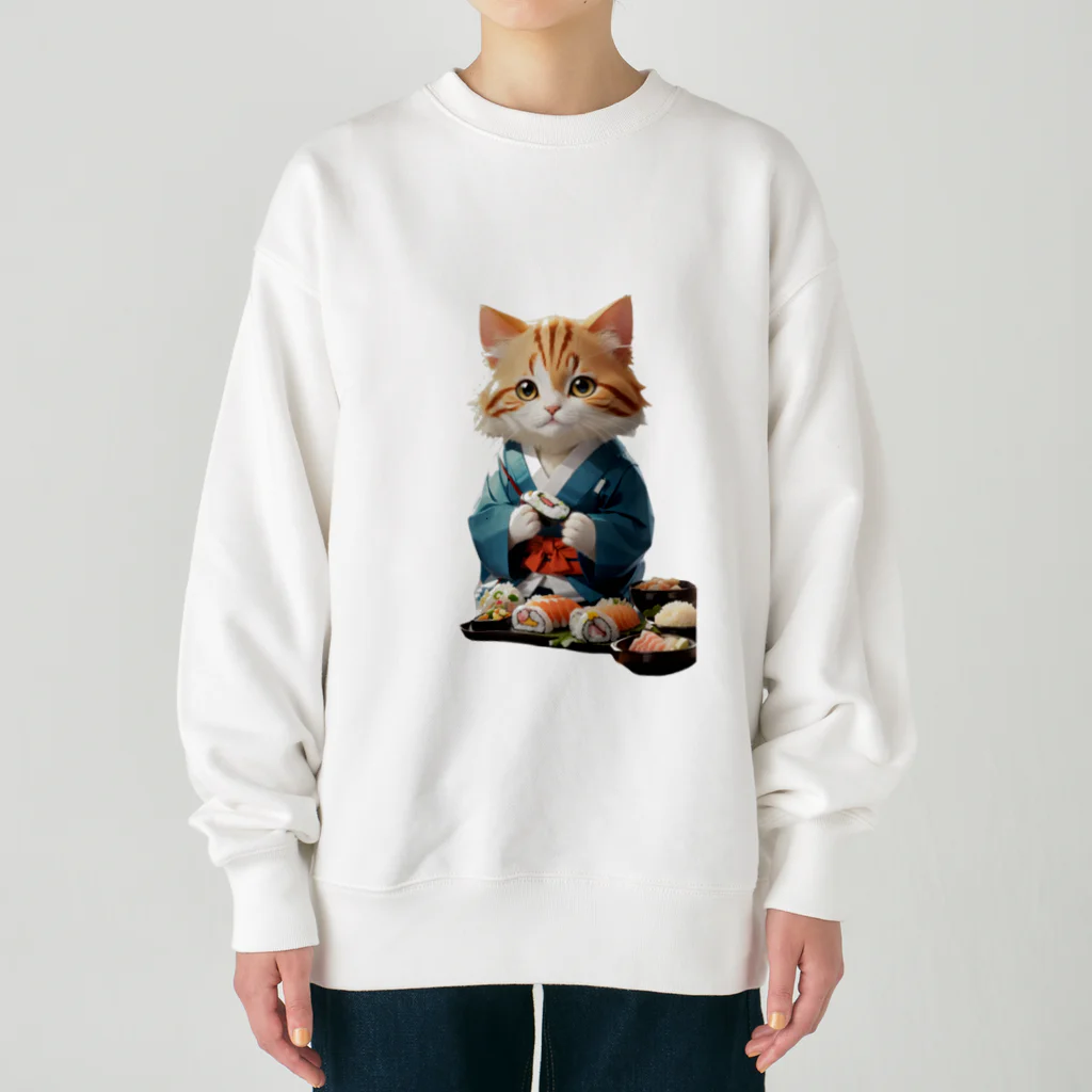 キラキラの寿司ねこ Heavyweight Crew Neck Sweatshirt