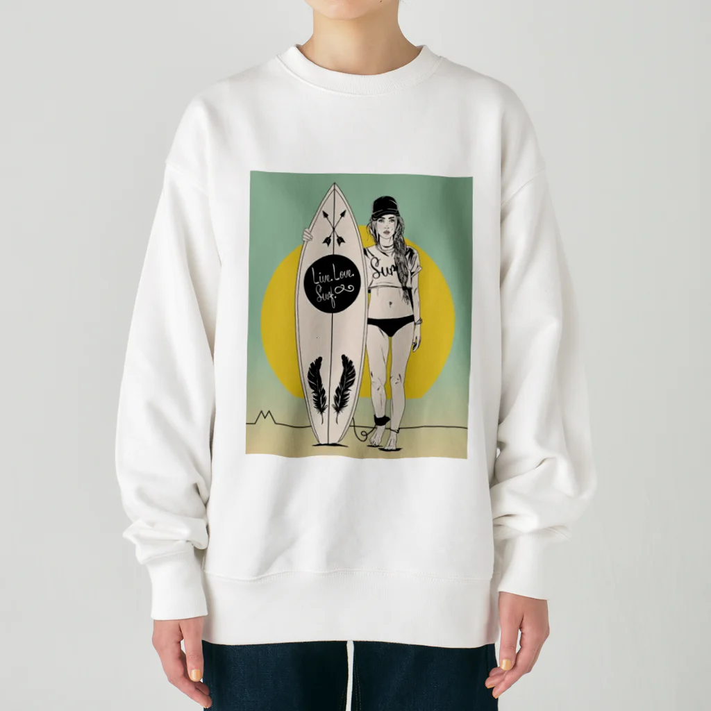 ファンタジスターのサーファーのさりちゃん Heavyweight Crew Neck Sweatshirt