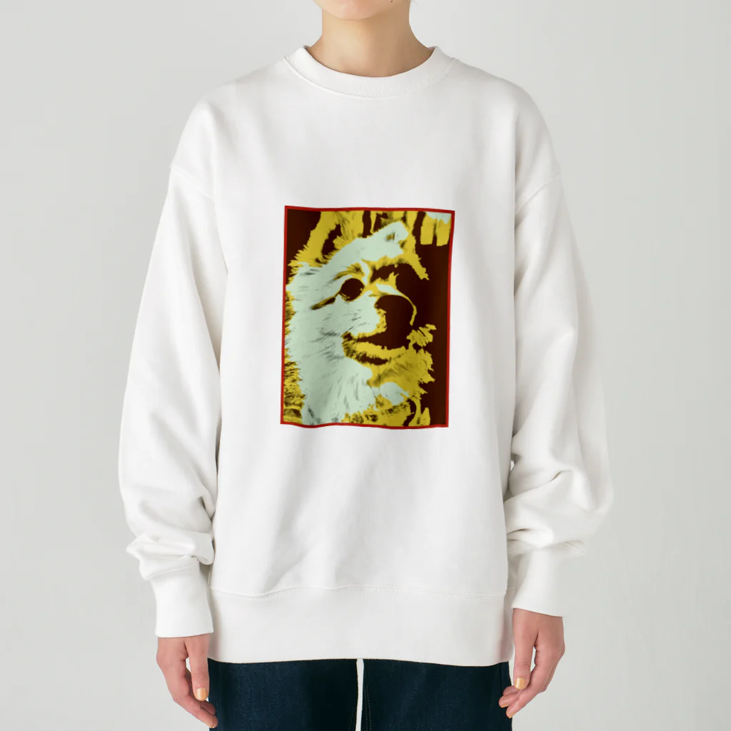 ポメラニアン🐕‍🦺チコちゃんの雑貨屋さんのカッコいいポメラニアンのイラストグッズ Heavyweight Crew Neck Sweatshirt