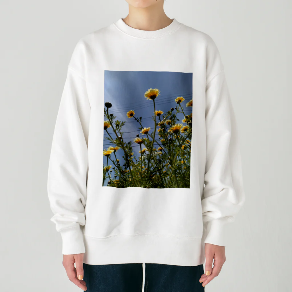 MMの黄色い春菊の花 Heavyweight Crew Neck Sweatshirt