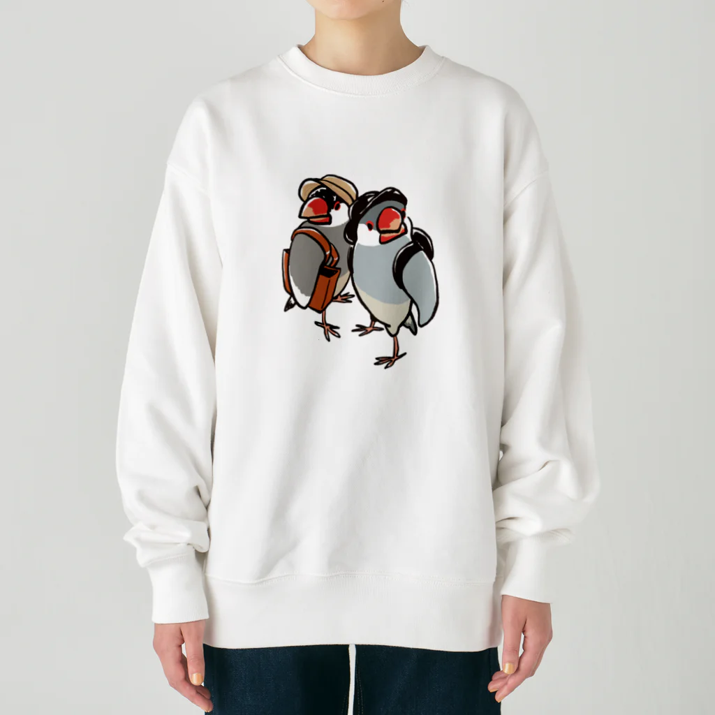 もしもしこちら文鳥の文鳥ちゃん知らない街を探検 Heavyweight Crew Neck Sweatshirt