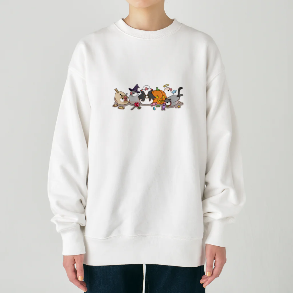 fukufukudo_514のハロウィンの文鳥たち Heavyweight Crew Neck Sweatshirt