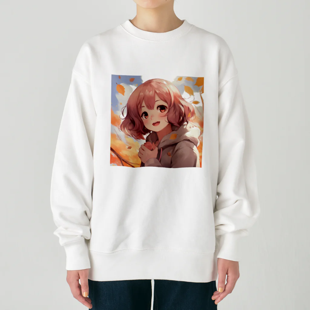 ぶーたんの紅葉の中で輝く彼女 Heavyweight Crew Neck Sweatshirt