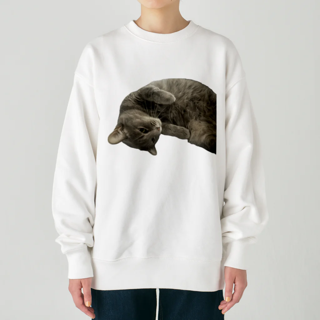 グレージュ猫ロッタン🐈‍⬛のロッタンのリラックスタイム Heavyweight Crew Neck Sweatshirt