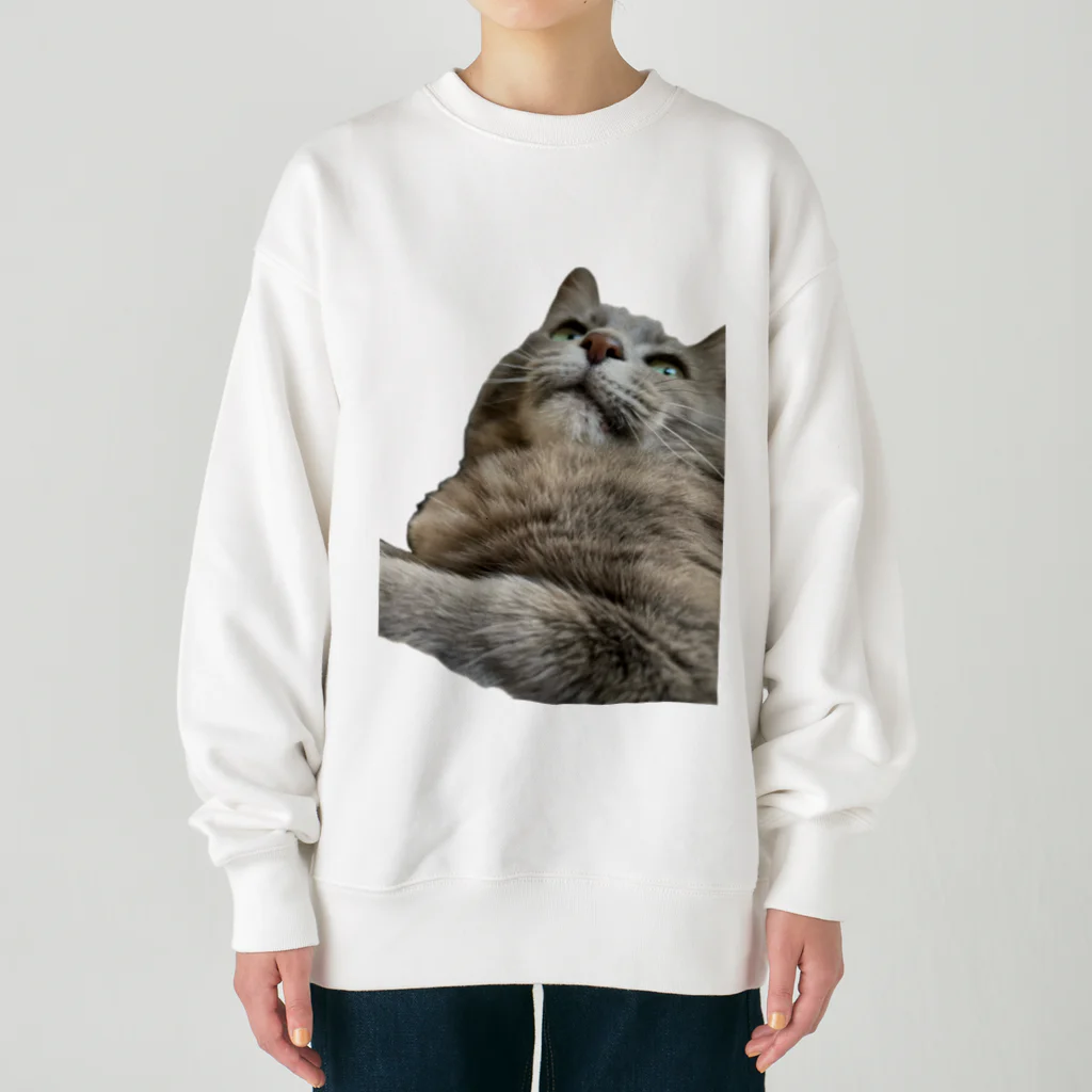 グレージュ猫ロッタン🐈‍⬛のよそ見ロッタン Heavyweight Crew Neck Sweatshirt