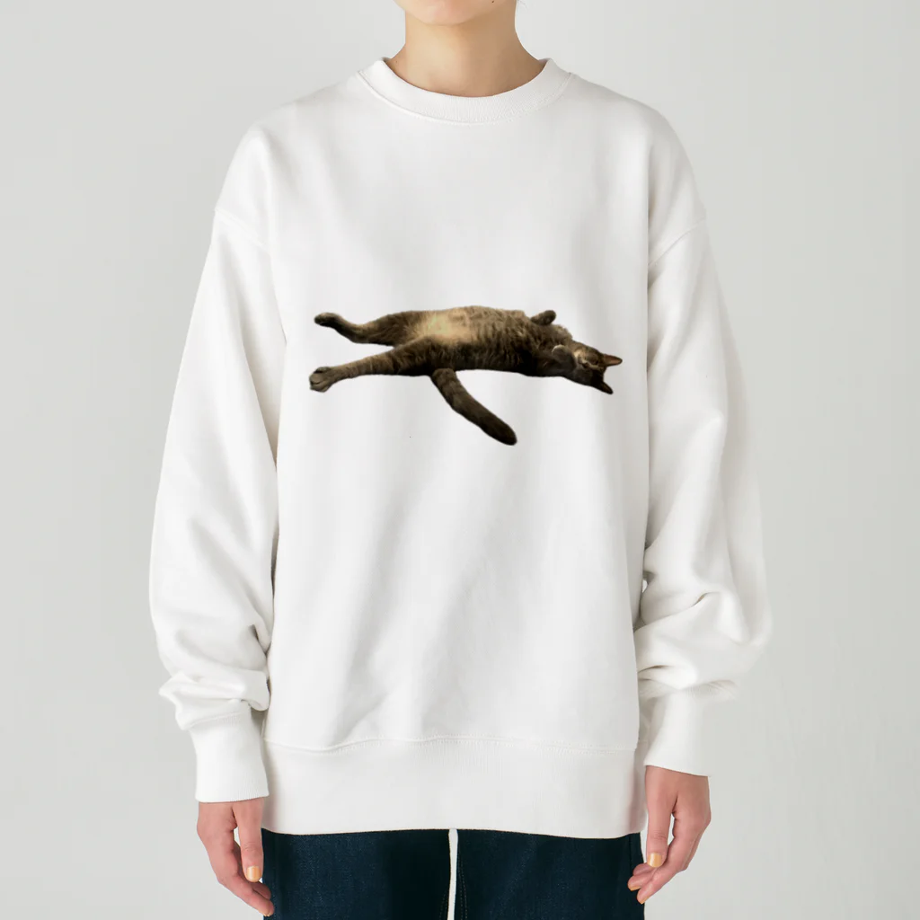 グレージュ猫ロッタン🐈‍⬛のお昼寝ロッタン Heavyweight Crew Neck Sweatshirt