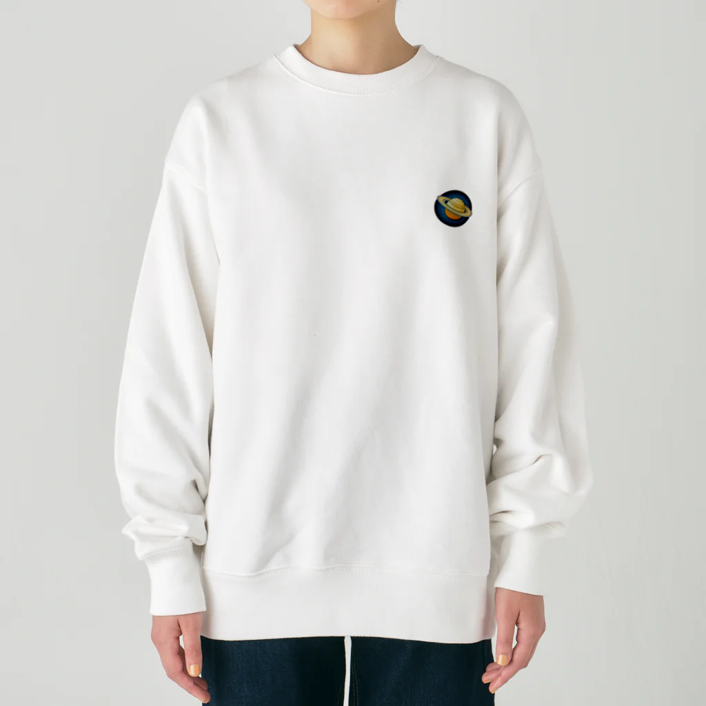 GalaxyGiftのかわいい土星のイラスト Heavyweight Crew Neck Sweatshirt