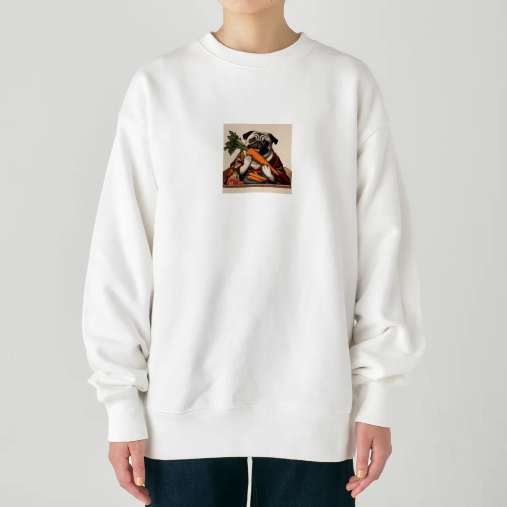 sa_ttyonnのにんじんを持つ パグ Heavyweight Crew Neck Sweatshirt