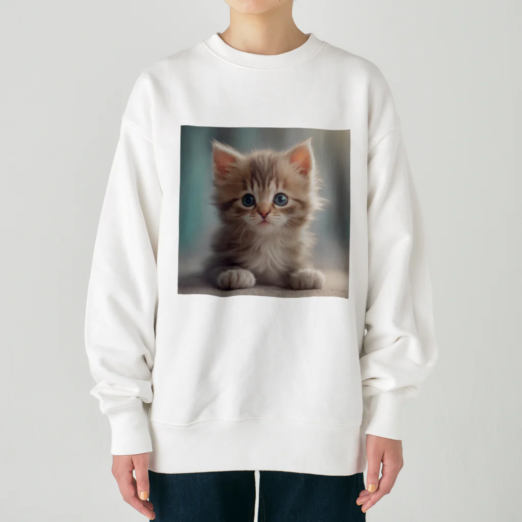 アルタイルの可愛い仔猫のイラストグッズ Heavyweight Crew Neck Sweatshirt