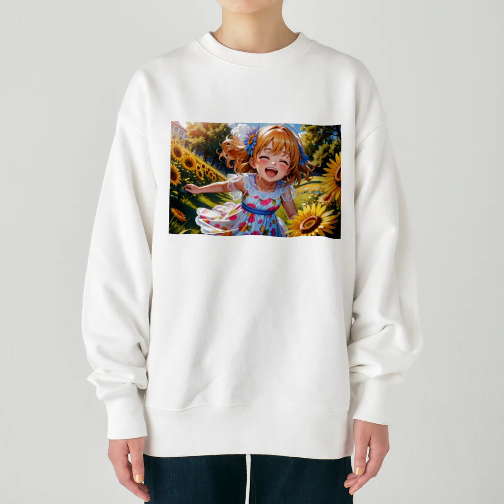 poketuのかわいい少女のイラストグッズ Heavyweight Crew Neck Sweatshirt