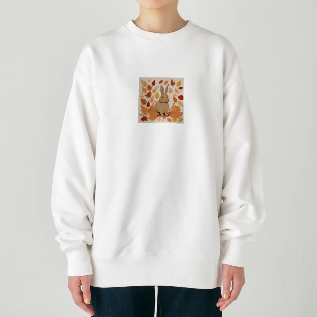 mojaの紅葉とうさぎ🐰 Heavyweight Crew Neck Sweatshirt