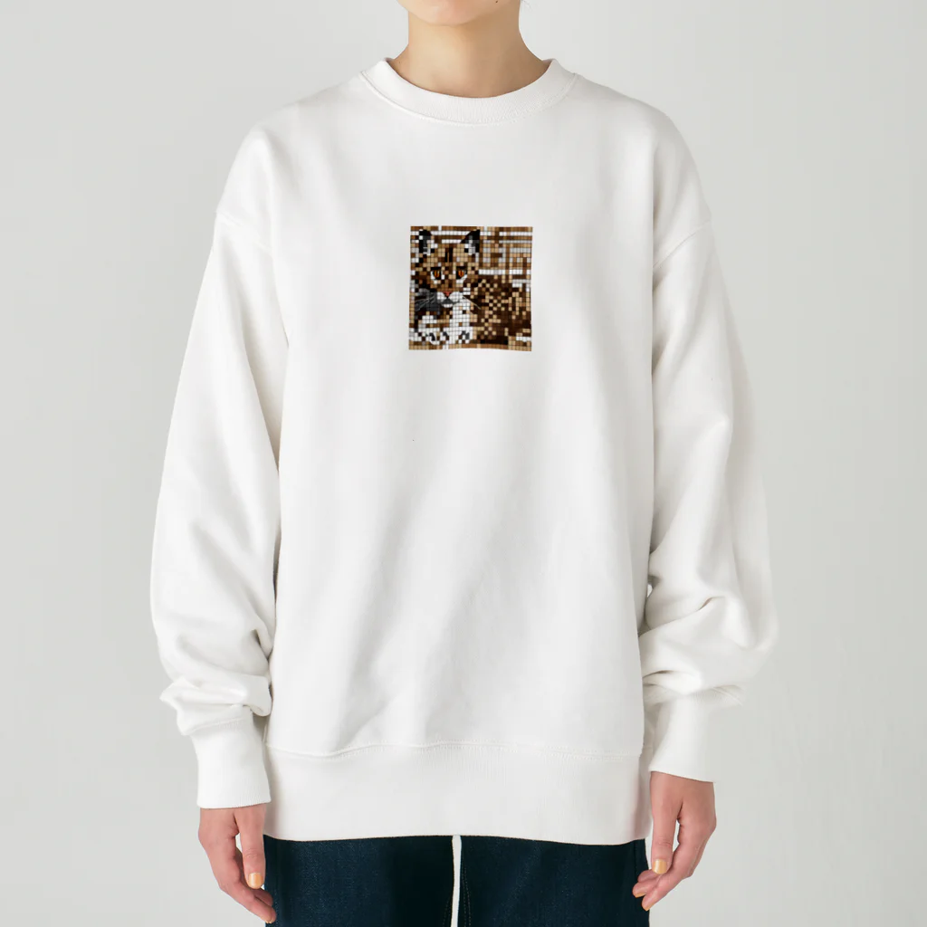 kindonesiaのドット絵のベンガルキャット Heavyweight Crew Neck Sweatshirt