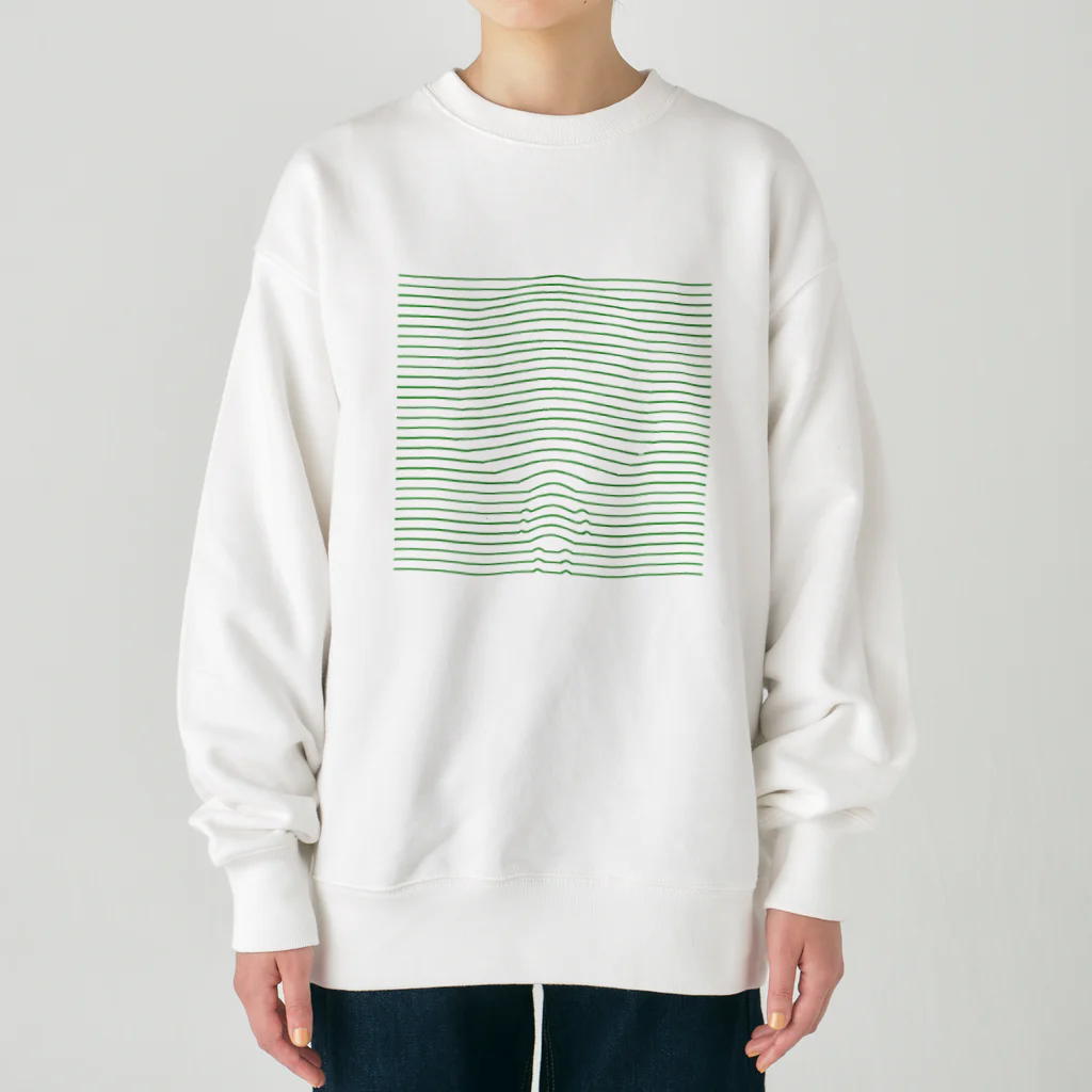 ぽつねん。のぽつねんの線（緑） Heavyweight Crew Neck Sweatshirt